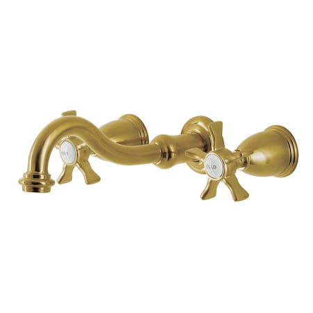 Kingston Brass KS3127NX Two-Handle Wall Mount Bathroom Faucet, Brushed Brass KS3127NX